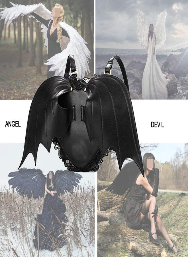 AlwaySky Women Backpack Novelty Bat Wings Daypack Gothic Purse Punk Lace Lolita Bag Lady, Black - Image 5