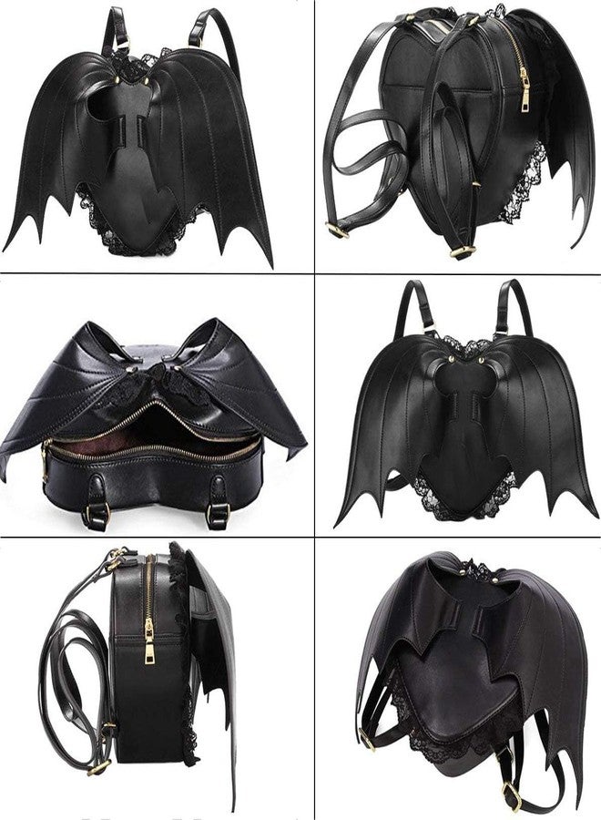 AlwaySky Women Backpack Novelty Bat Wings Daypack Gothic Purse Punk Lace Lolita Bag Lady, Black - Image 3