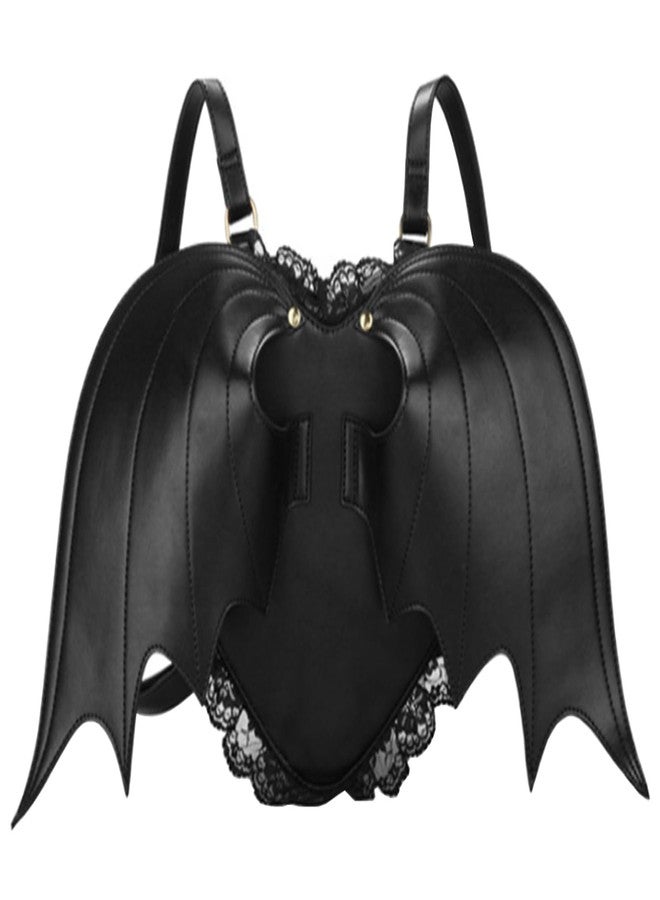 AlwaySky Women Backpack Novelty Bat Wings Daypack Gothic Purse Punk Lace Lolita Bag Lady, Black - Image 1