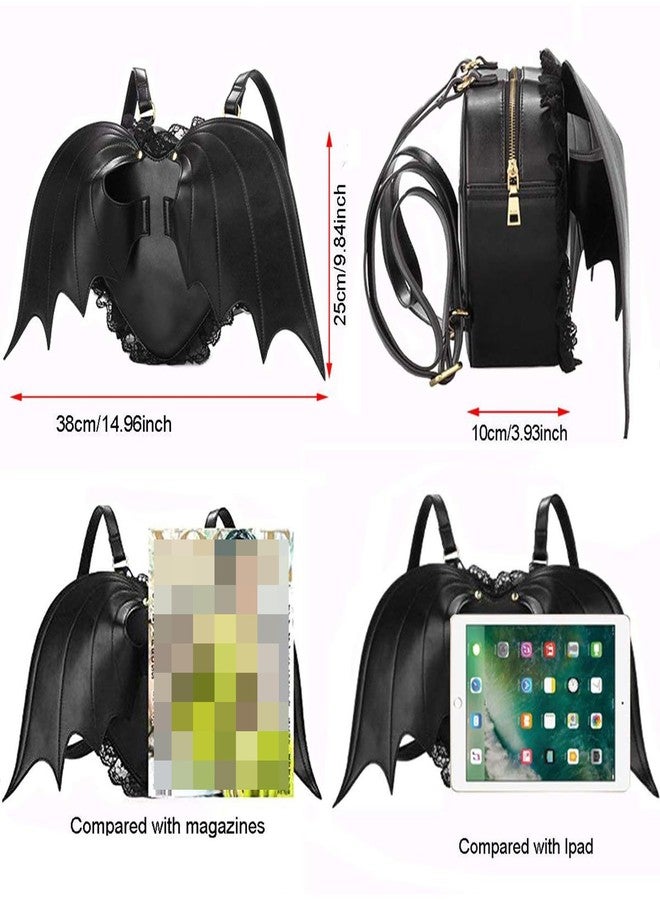 AlwaySky Women Backpack Novelty Bat Wings Daypack Gothic Purse Punk Lace Lolita Bag Lady, Black - Image 2