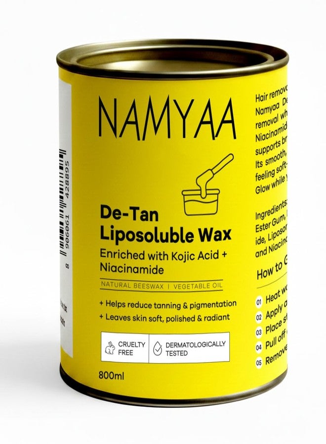 Namyaa De-Tan Liposoluble Wax | Painless Hair Removal For Women| Quick & Easy Tan Removal Waxing for Sensitive Skin | Brightening Hair Removal for Legs, Arms, Underarms & Body | Smooth & Even Skin | Professional Strip | 800ml - Image 1