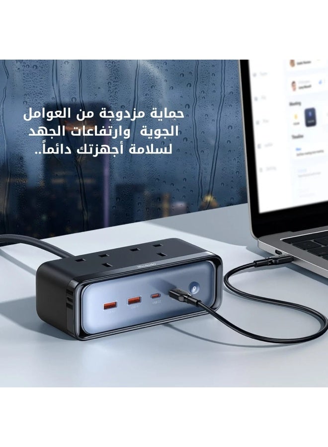 مكدودو توصيلة كهربائية ذكية 6 في 1 من مكدودو (Mcdodo) بقوة 70 واط - تقنية GaN، منفذين AC، ومنفذين USB-C، ومنفذين USB-A مع حماية من الصواعق - لون أسود. - Image 5