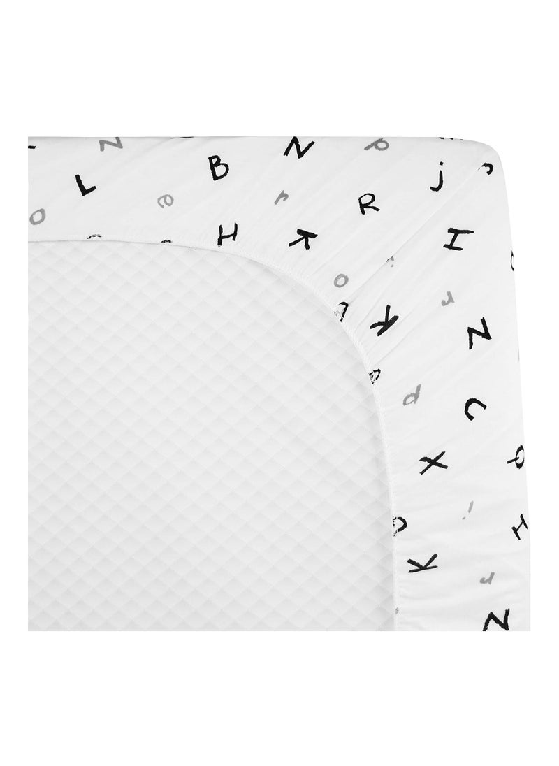 TL Care Printed 100% Natural Cotton Jersey Knit Fitted Pack N Play Playard Sheet, Alphabet, Soft Breathable, For Boys & Girls, Single  - Image 3