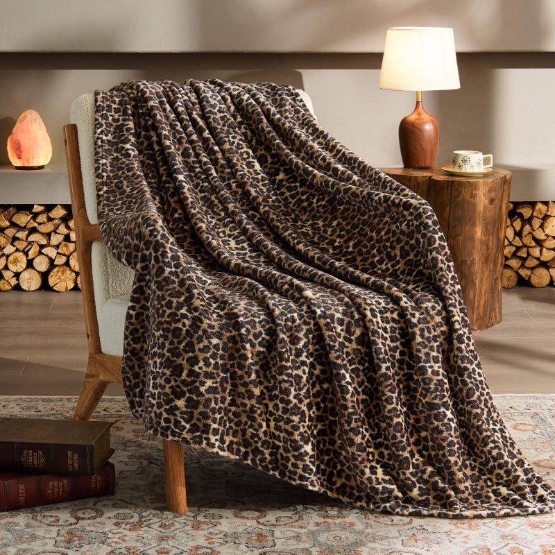 BEDELITE Fleece Blanke for Couch Bed Leopard Print Throw Blanket Soft Cheetah Blanket Cozy Lightweight Fleece Animal Print Throw 60x 80 Dark Brown - Image 2
