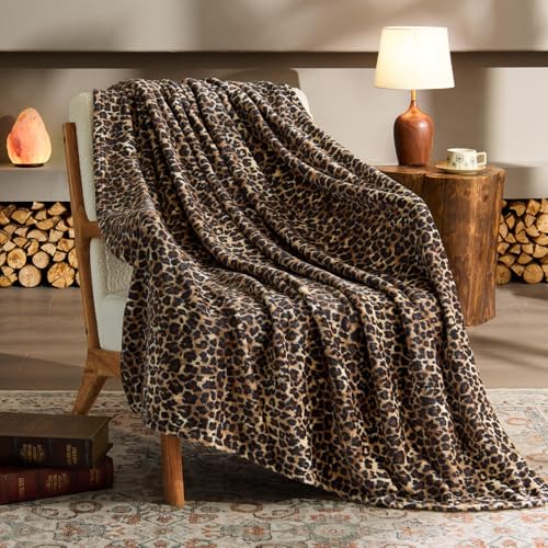 BEDELITE Fleece Blanke for Couch Bed Leopard Print Throw Blanket Soft Cheetah Blanket Cozy Lightweight Fleece Animal Print Throw 60x 80 Dark Brown - Image 1