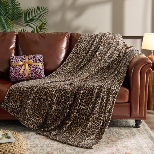 BEDELITE Fleece Blanke for Couch Bed Leopard Print Throw Blanket Soft Cheetah Blanket Cozy Lightweight Fleece Animal Print Throw 60x 80 Dark Brown - Image 3