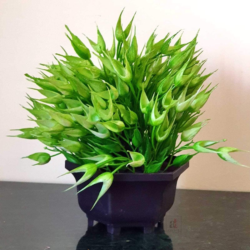 Art Street Art Street Artificial Flower Pot for Home Decoration Green Color Multi Head Artificial Plants with Pot Size 8 x 85 Inchs  - Image 1