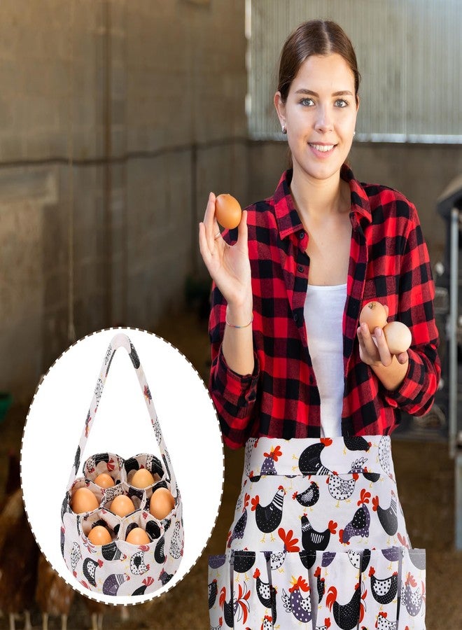 Silicherry 2 Pcs Egg Collecting Apron Chicken Egg Gathering Basket with 7 Pouches Holding Apron with 15 Pockets (Stylish) - Image 5