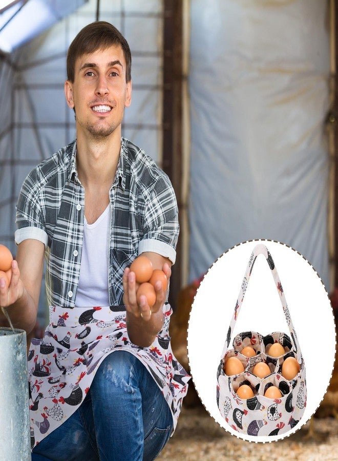 Silicherry 2 Pcs Egg Collecting Apron Chicken Egg Gathering Basket with 7 Pouches Holding Apron with 15 Pockets (Stylish) - Image 4