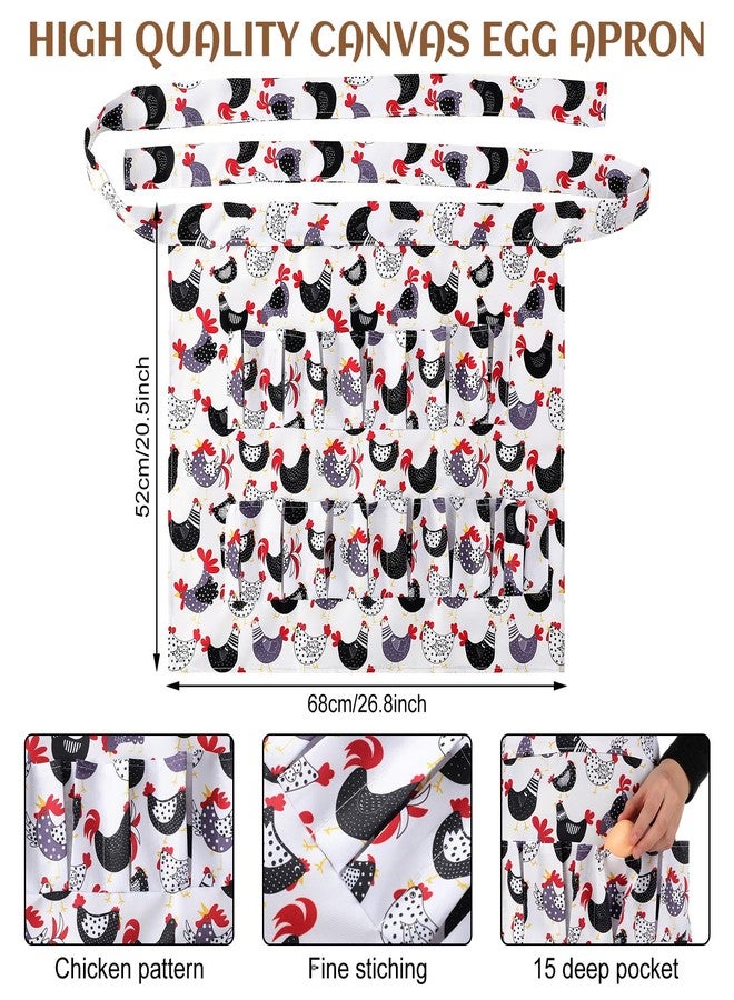 Silicherry 2 Pcs Egg Collecting Apron Chicken Egg Gathering Basket with 7 Pouches Holding Apron with 15 Pockets (Stylish) - Image 3