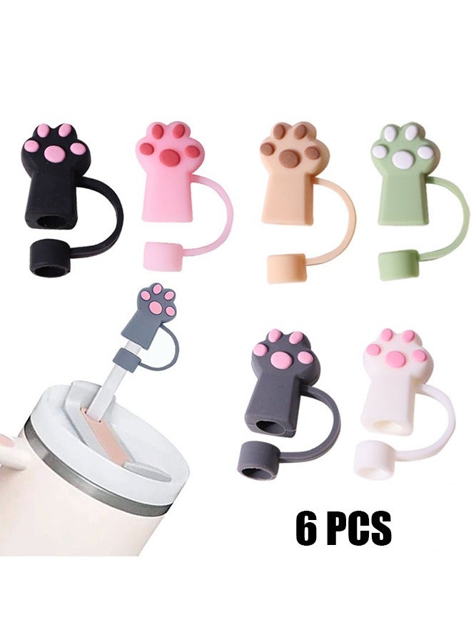 اتش واي 6 قطع لطيف سيليكون غطاء القش غطاء لكأس ستانلي ، تناسب جميع القش المستدير بقطر 0.4 بوصة / 10 مم ، غطاء القش على شكل يد القط ، أغطية نصائح قش الشرب المقاومة للغبار القابلة لإعادة الاستخدام لغطاء قش ستانلي - Image 1