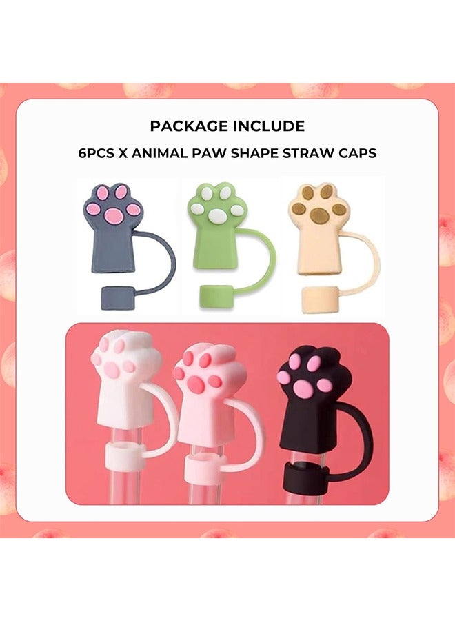 اتش واي 6 قطع لطيف سيليكون غطاء القش غطاء لكأس ستانلي ، تناسب جميع القش المستدير بقطر 0.4 بوصة / 10 مم ، غطاء القش على شكل يد القط ، أغطية نصائح قش الشرب المقاومة للغبار القابلة لإعادة الاستخدام لغطاء قش ستانلي - Image 5