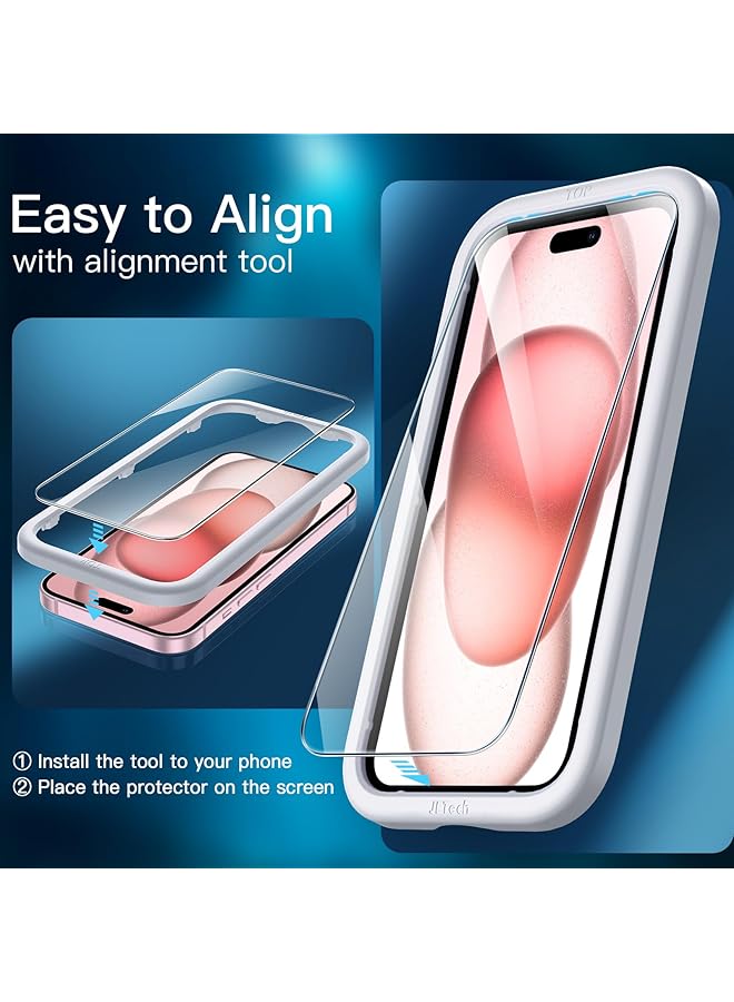Jetech Screen Protector For Iphone 15 6.1 Inch Tempered Glass Film With Easy Installation Tool Case Friendly Hd Clear 3 Pack - Image 5