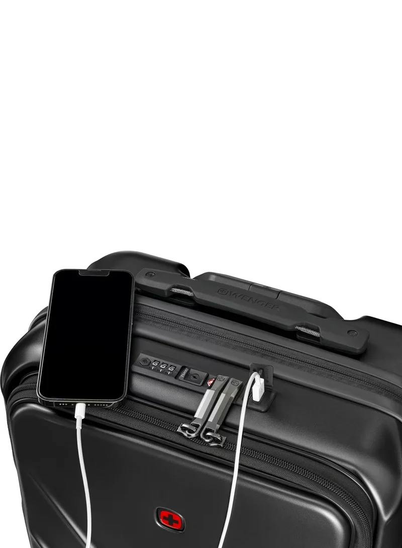 Wenger Amplix 55 Cm Hardside 4 Double Wheeled Expandable Cabin Luggage Trolley - Black