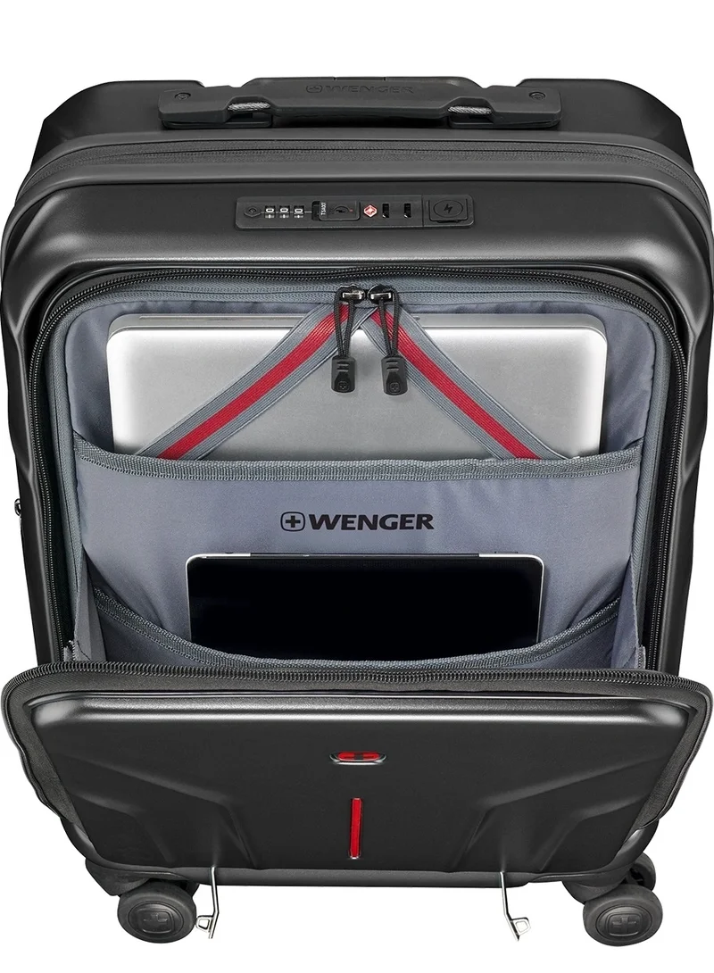 Wenger Amplix 55 Cm Hardside 4 Double Wheeled Expandable Cabin Luggage Trolley - Black