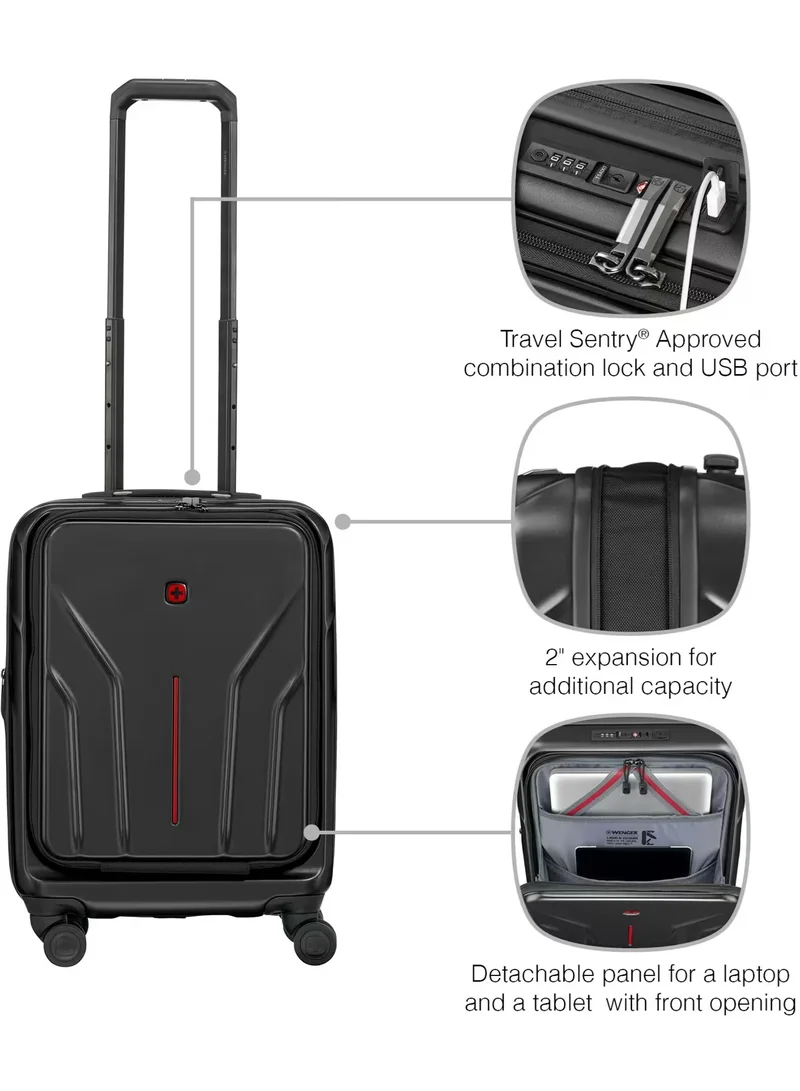Wenger Amplix 55 Cm Hardside 4 Double Wheeled Expandable Cabin Luggage Trolley - Black