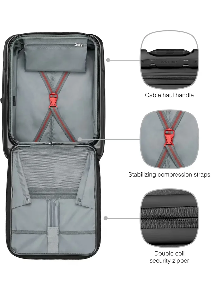 Wenger Amplix 55 Cm Hardside 4 Double Wheeled Expandable Cabin Luggage Trolley - Black