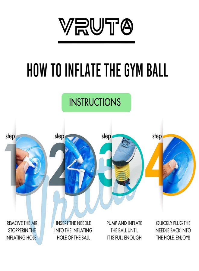 Vruta Gym Ball & Exercise Ball for Fitness, Stability, Gym, Balance Ball & Yoga Ball, Balance Stability Training, Birthing Ball for Pregnancy Ball with Foot Pump (65 CM) - Image 4