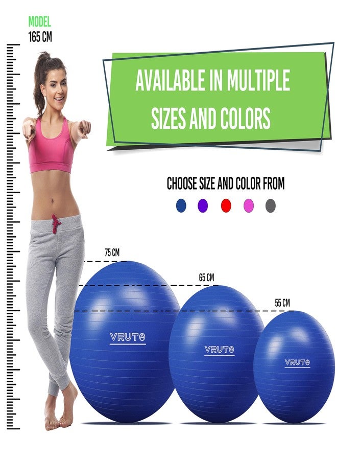 Vruta Gym Ball & Exercise Ball for Fitness, Stability, Gym, Balance Ball & Yoga Ball, Balance Stability Training, Birthing Ball for Pregnancy Ball with Foot Pump (65 CM) - Image 5