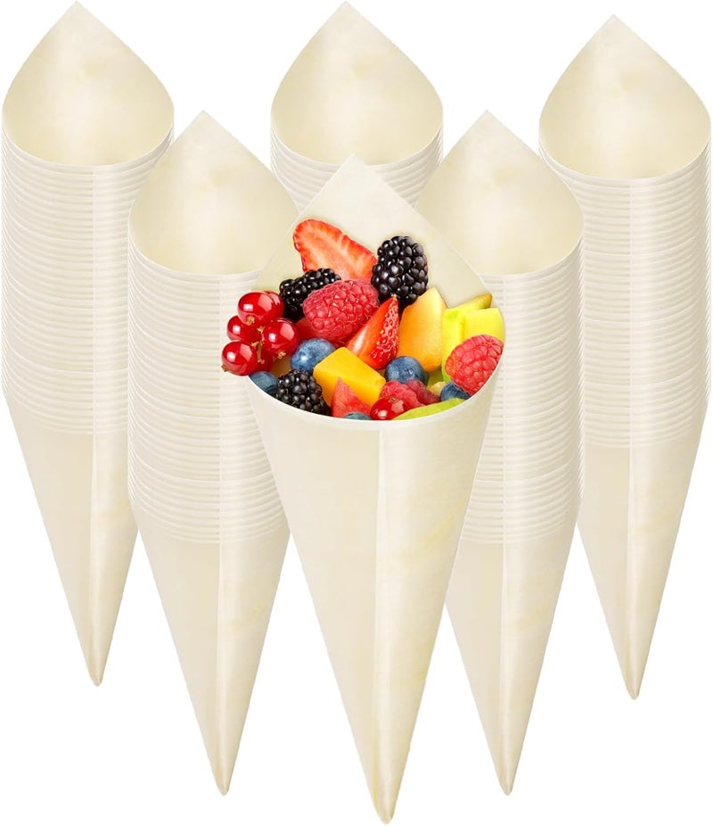 Coloch 200 Piece Disposable Wood Charcuterie Cone, 7 Inch Pinewood Food Cone Cups for Appetizer, Finger Food, Snack, Party, Wedding Catering, Buffet - Image 1