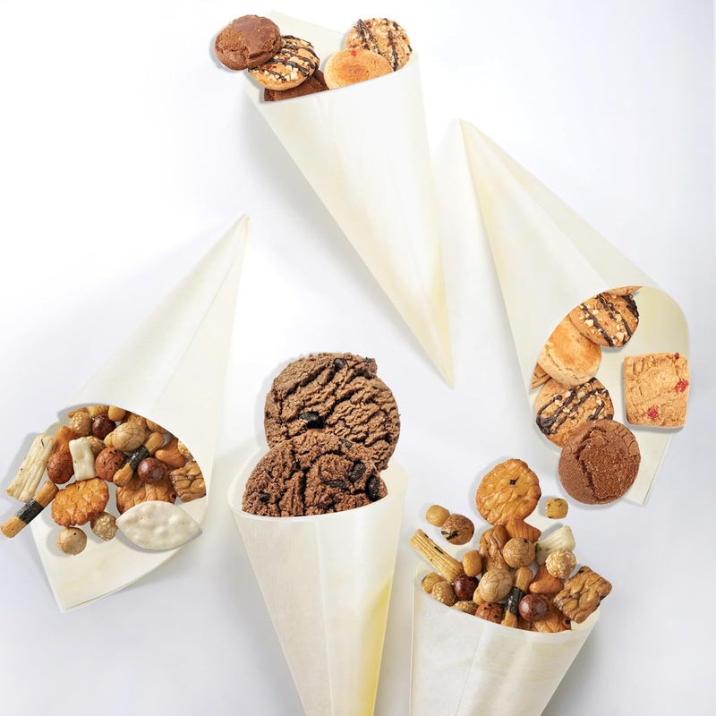 Coloch 200 Piece Disposable Wood Charcuterie Cone, 7 Inch Pinewood Food Cone Cups for Appetizer, Finger Food, Snack, Party, Wedding Catering, Buffet - Image 4