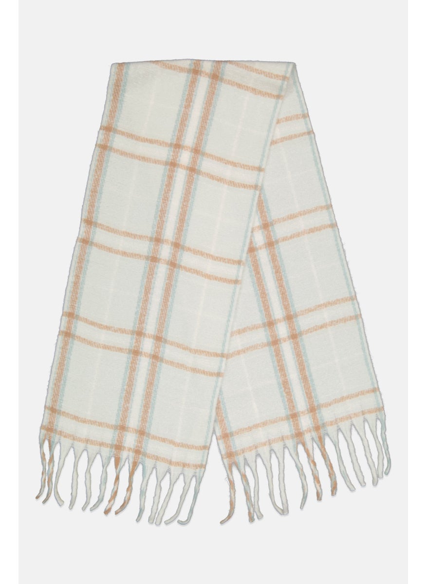 Vintage Havana Women Textured Scarf 88 H x 17 L cm, Ice Off White  - Image 1