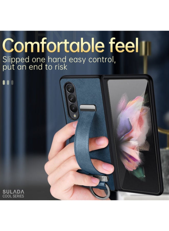 SULADA Samsung Galaxy Z Fold4 5G SULADA Cool Series PC + Leather Texture Skin Feel Shockproof Phone Case(Green) - Image 4