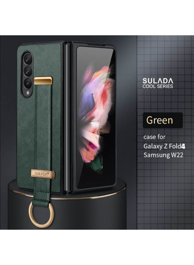 SULADA Samsung Galaxy Z Fold4 5G SULADA Cool Series PC + Leather Texture Skin Feel Shockproof Phone Case(Green) - Image 2