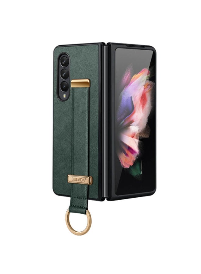 SULADA Samsung Galaxy Z Fold4 5G SULADA Cool Series PC + Leather Texture Skin Feel Shockproof Phone Case(Green) - Image 1