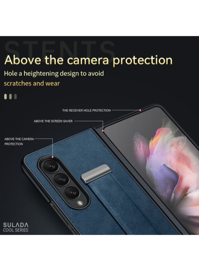 SULADA Samsung Galaxy Z Fold4 5G SULADA Cool Series PC + Leather Texture Skin Feel Shockproof Phone Case(Green) - Image 5