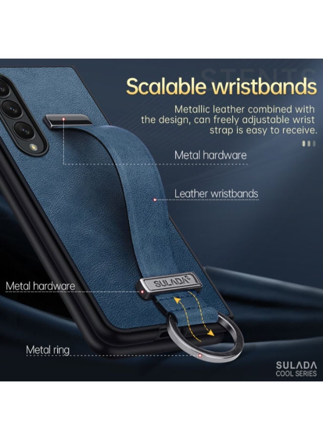 SULADA Samsung Galaxy Z Fold4 5G SULADA Cool Series PC + Leather Texture Skin Feel Shockproof Phone Case(Green) - Image 3