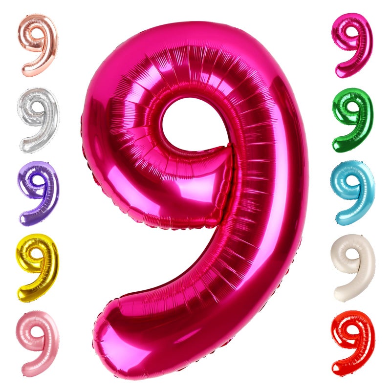 Mluchee 40 Inch Hot Pink Numbers 9 Balloon, Balloons Decorations for 9 19 90 Birthday Party, Engagement, Wedding, Graduations, Photo Shoot Supplies - Image 1