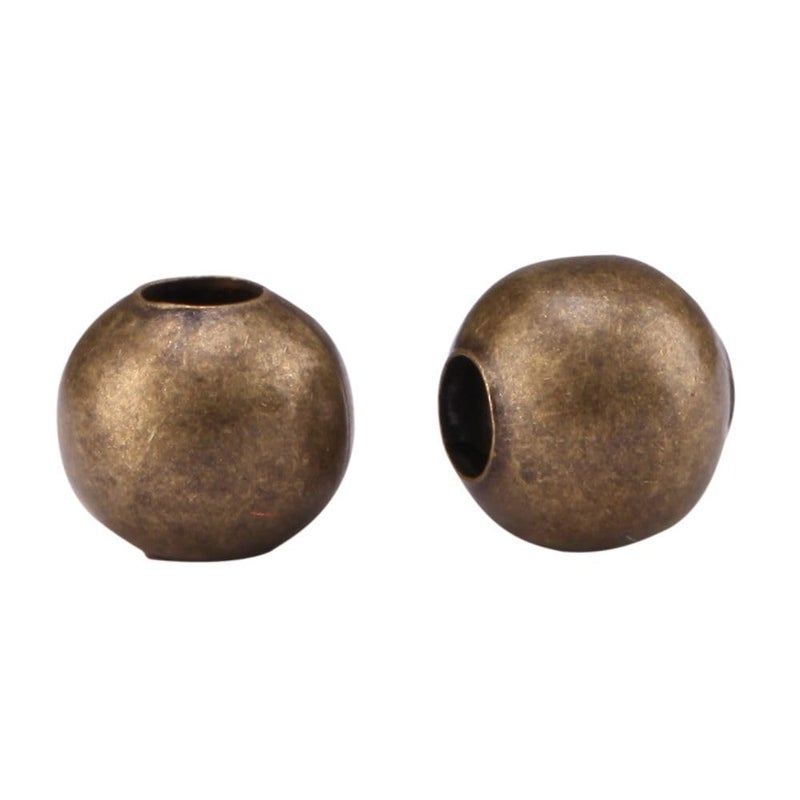 100pcs 8mm Smooth Round Beads Antique Bronze Plated Spacer Large Hole 3mm for DIY Craft Jewelry Making CF898