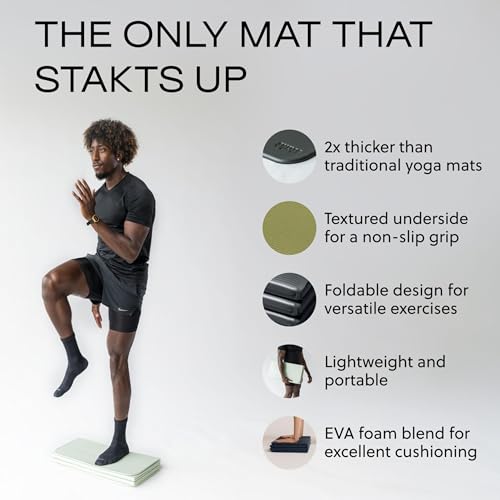 Stakt The Original Foldable Yoga Mat, Premium Foldable Exercise & Workout Mat with Non-Slip Surface, Lightweight Portable for Studio or Home Use, As Seen on Shark Tank - Seafoam - Image 3