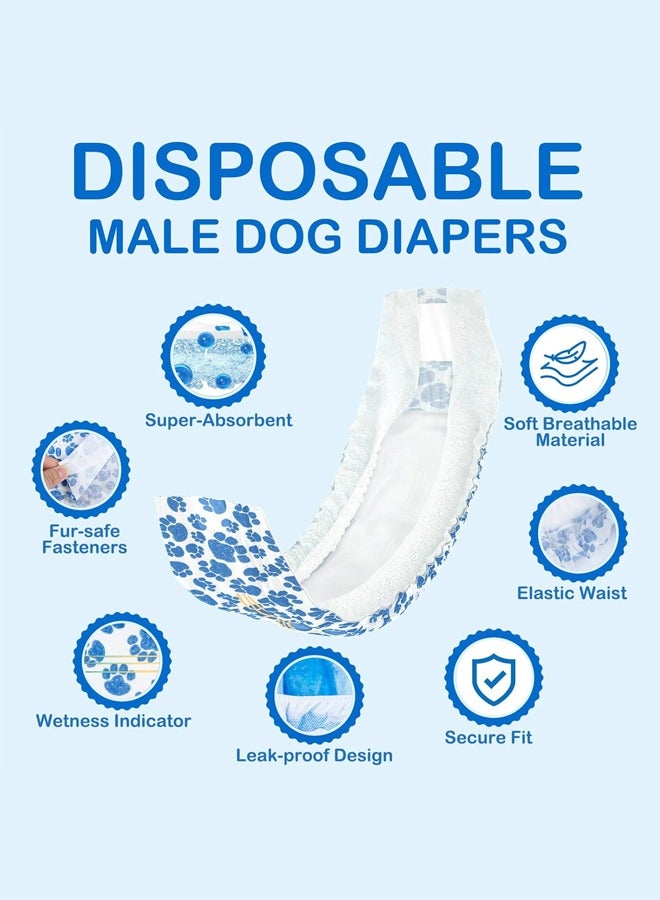 Occuwzz Disposable Male dog Diapers Improved Super Absorbent  Breathable Wetness Indicator(Male dog two-color English version S) - Image 5