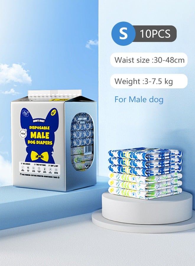 Occuwzz Disposable Male dog Diapers Improved Super Absorbent  Breathable Wetness Indicator(Male dog two-color English version S) - Image 1