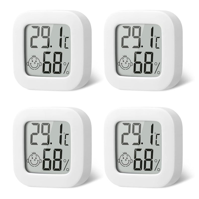 flintronic Indoor Thermometer Hygrometer, 4PCS Mini Thermometer Hygrometer Indoor Digital High Accuracy, Temperature Monitor Humidity Meter Comfort Level Indicator for Home, Office - Image 1