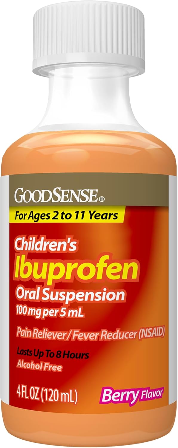 GOODSENSE معلق إيبوبروفين للأطفال من جودسينس 100 ملغ لكل 5 مل مسكن للألم خافض للحرارة بنكهة التوت 118 مل - Image 2