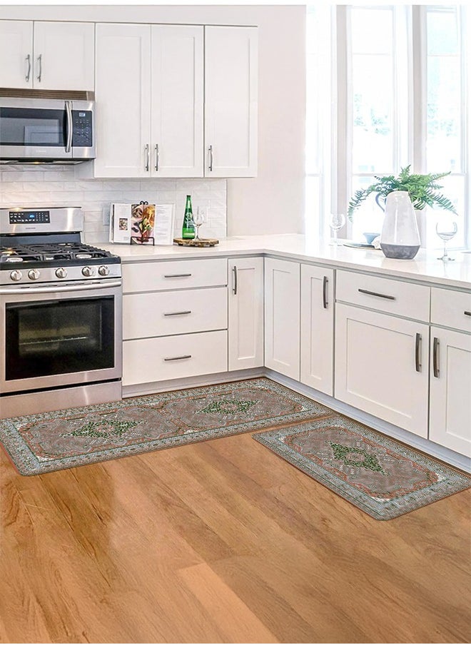 Generic 2 PCS Kitchen Floor Mats Rugs Set, Cushion Floor Carpet, Waterproof, Oil Resistant and Anti-Fatigue PU Standing Mat for Kitchen, Floor, Office, Sink, Laundry 45*75CM+45*120CM  - Image 5
