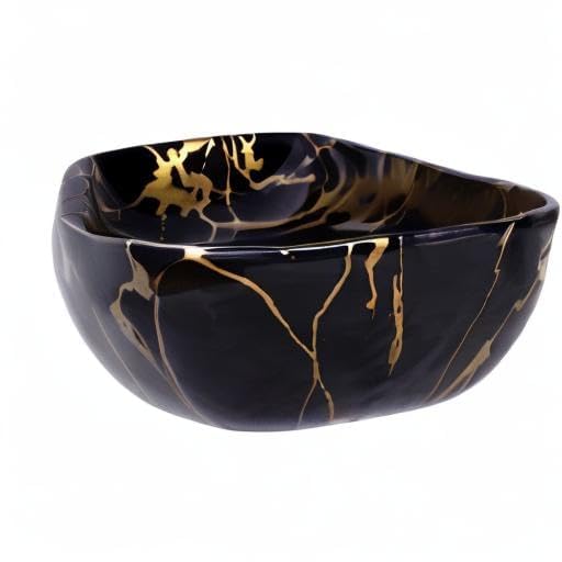 VSon Ceramic Tabletop WashbasinTabletop Marble BasinCountertop Basin for Living RoomBathroom Sink Golden Veins18 x 13 x 55 InchV019 - Image 4
