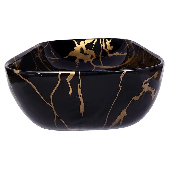 VSon Ceramic Tabletop WashbasinTabletop Marble BasinCountertop Basin for Living RoomBathroom Sink Golden Veins18 x 13 x 55 InchV019 - Image 5