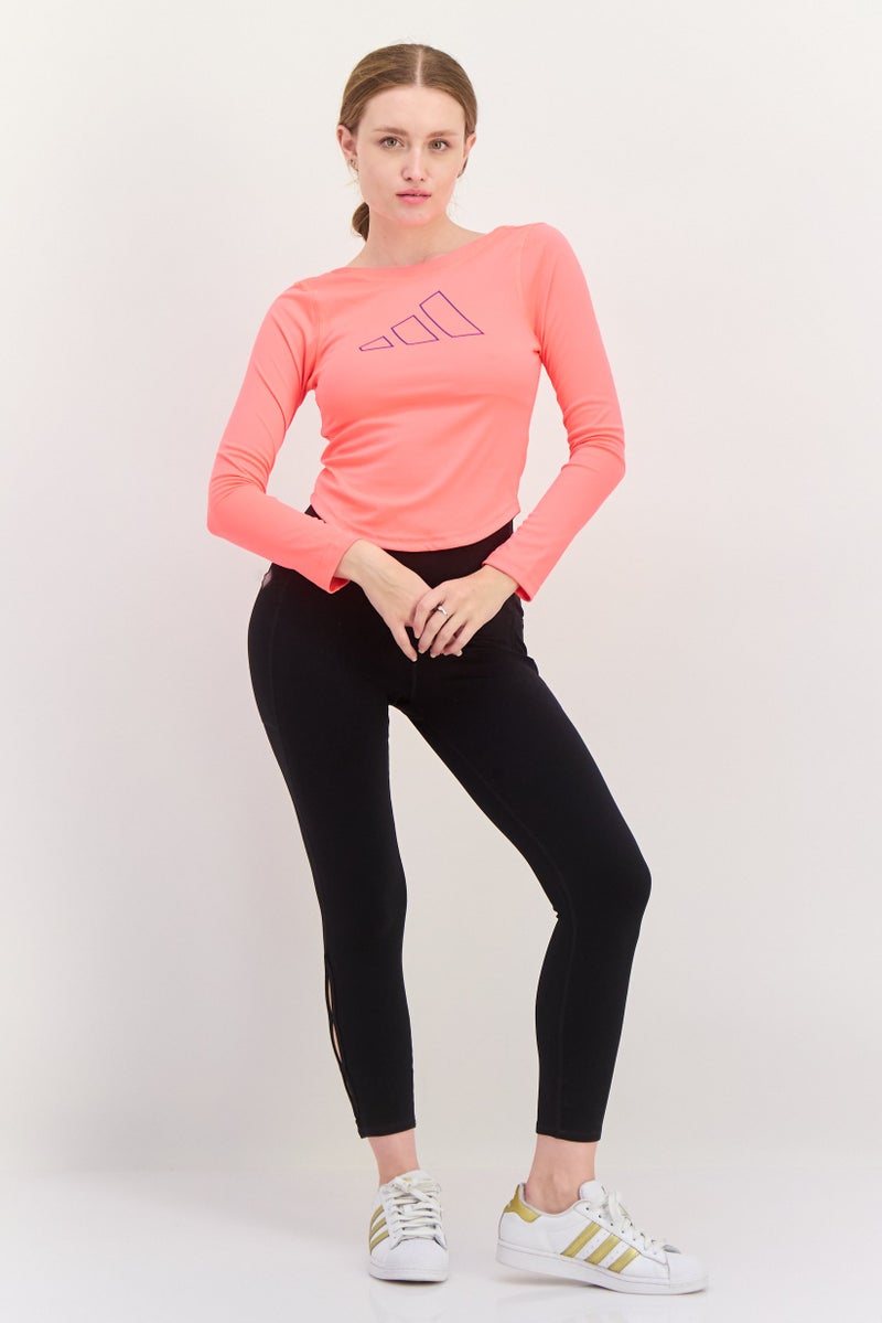 Adidas Women Sportswear Fit Long Sleeves Brand Logo Top, Pink  - Image 4