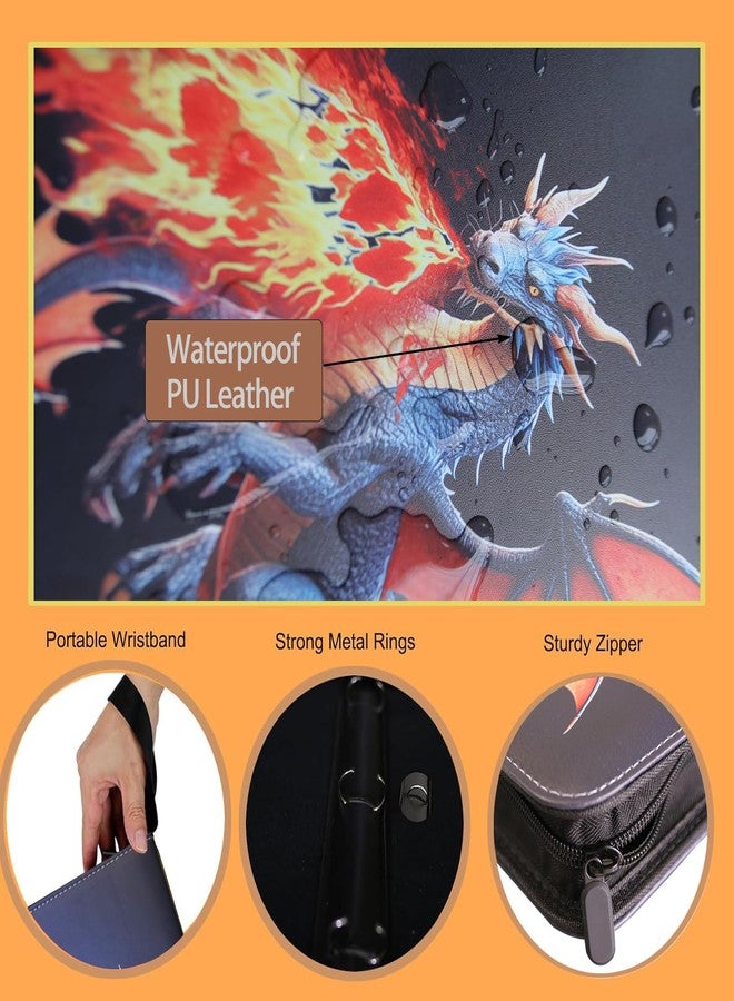 Fweel Deluxe Ice & Fire Dragon Trading Card Binder, 4-Pocket Zipper Album with 400 Card Loading Pockets, Perfect for Card Fans and Enthusiasts, Collectible Card Storage Albums, Cases & Sleeves - Image 4