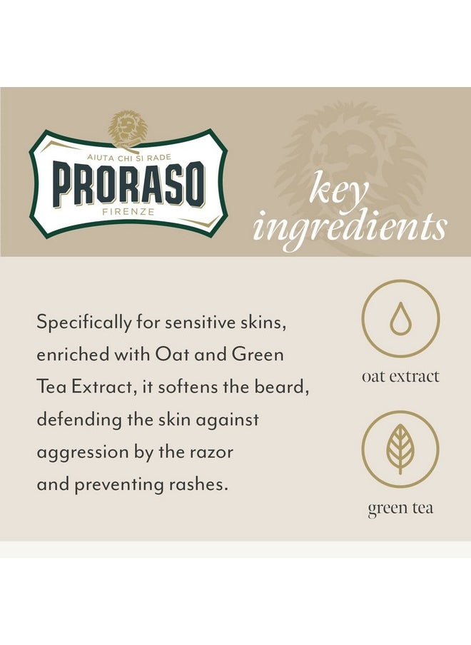 proraso كريم الحلاقة روراسو للرجال بتركيبة الشوفان والشاي الأخضر للبشرة الحساسة، 3.6 أونصة (عبوة واحدة)  - Image 5