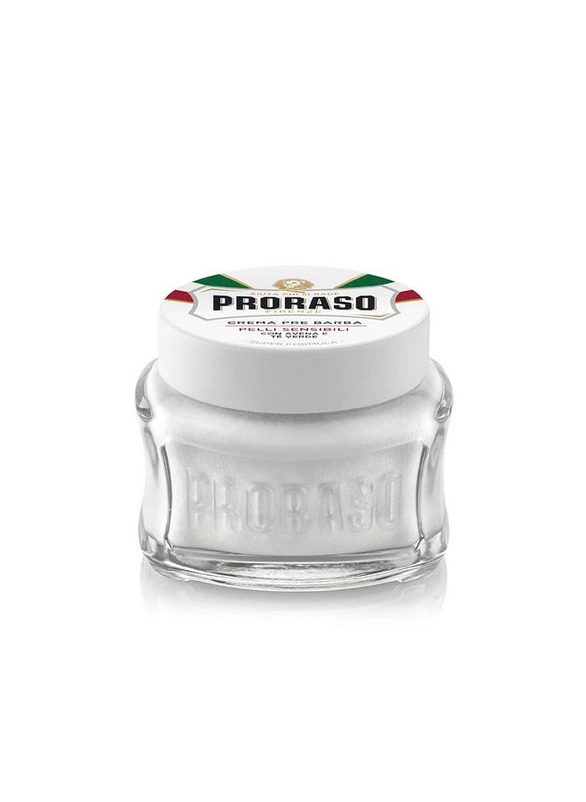 proraso كريم الحلاقة روراسو للرجال بتركيبة الشوفان والشاي الأخضر للبشرة الحساسة، 3.6 أونصة (عبوة واحدة)  - Image 3