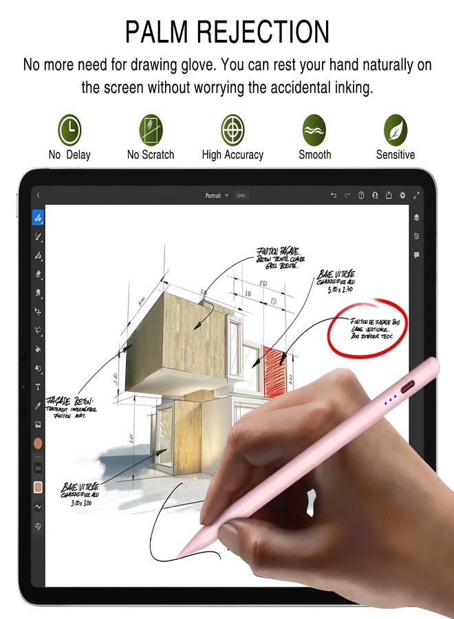 HATOKU Pen for ipad 2018-2023, Quick Charging Pencil 2nd Generation with Tilt & Palm Rejection, Pen for ipad Compatible with ipad Air 3/4/5, ipad Mini 5/6, ipad 6-10 Gen, ipad Pro 11/12.9" (Pink) - Image 5