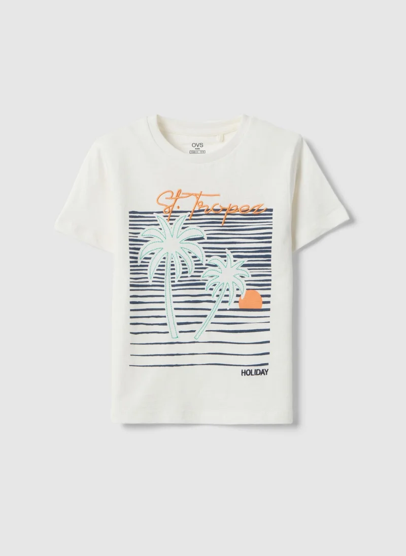 Ovs OVS White Pure Cotton Regular Fit Kids T-Shirt With Print