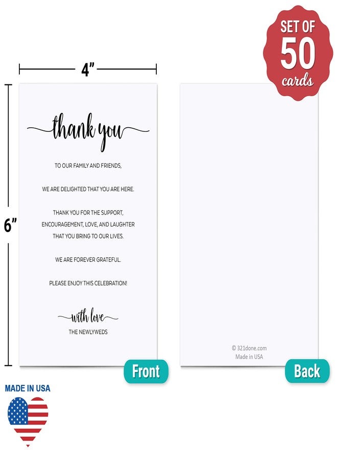 321 دن بطاقات شكر لحفلات الزفاف من 321Done (مجموعة من 50 بطاقة) - بطاقات كبيرة الحجم 4 × 6 بوصات لتحديد أماكن الجلوس على الطاولة - صنع في الولايات المتحدة الأمريكية - تصميم أنيق باللونين الأسود والأبيض - خط كتابة بسيط - Image 4