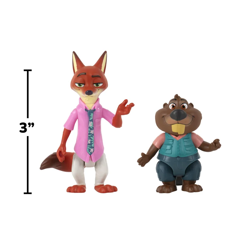 ديزني Zootropolis 2 Collectible Figure 2-in-1 Pack - Nick Wilde & Nibbles Maplestick 3-Inches | Zootopia 2 Mystery Tails Collection | Character Figure | Gift for Kids and Collectors!