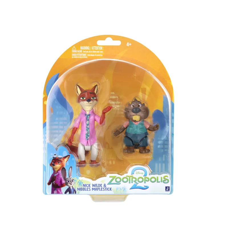 ديزني Zootropolis 2 Collectible Figure 2-in-1 Pack - Nick Wilde & Nibbles Maplestick 3-Inches | Zootopia 2 Mystery Tails Collection | Character Figure | Gift for Kids and Collectors!